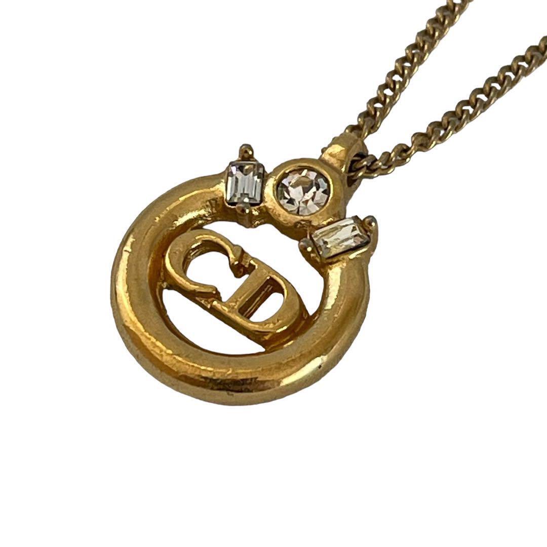 Christian Dior♡ ネックレス Christian Dior Necklace Pendant Crystal Rhinestone Chain L45cm Top