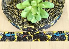 7/8" 1 YD Monster Jam Grosgrain Ribbon Monster Truck Off Road Truck Ribbon