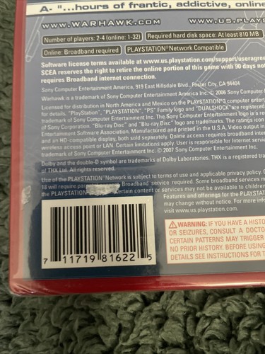 Warhawk (Sony PlayStation 3, 2007) PS3 Airplane Game Greatest Hits Red SEALED - Picture 5 of 5