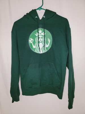 GILDAN Starbucks Hoodie Green Pullover Womens S