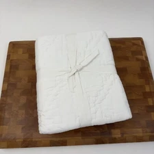 Pottery Barn Washed Sateen Handcrafted Euro Quilted Pillow Sham White NWOT