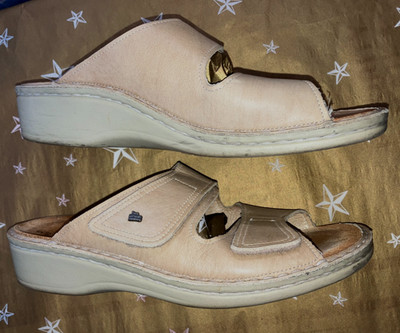 Finn Comfort Jamaika BEIGE SIZE 40D = 9 Double Strap Slip On Wedge Sandals #XY6
