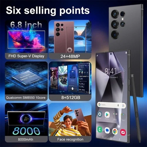 S24 Ultra Smartphone Android 14 Unlocked Global 8+512GB 6.8'' 8000mAh Dual SIM - Afbeelding 3 van 29