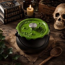 Smith And Clark Cast Iron Cauldron Pot With Green Bubbling Lid 4qt