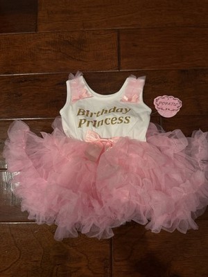 Popatu Pink Tutu Bodysuit Birthday Princess 12M Sleeveless