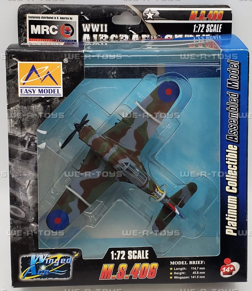 Easy Model M.S.406 WWII Aircraft Series Wing Ace 1:72 Scale Vehicle #36328 NRFB - Image 2 of 4