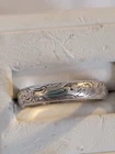 Vintage etched swirls sterling silver wedding band 4mm sz8.75