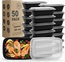 Meal Prep Containers, 50Pack [38OZ] Food Storage Containers with Lids, Reusable
