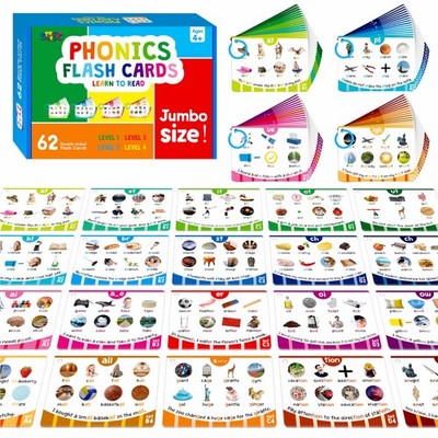 Phonics Flashcards, 120 Phonics 62 Double-Sided Cards - 20 Phonic Group Sets
