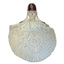 Bridal Originals Wedding Gown NO SIZE Vintage White Beaded Long Train Satin READ