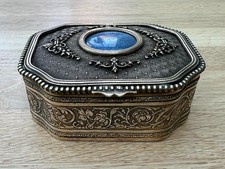 Superb Antique Fine Quality French Gilded Metal & Guilloche Enamel Jewellery Box