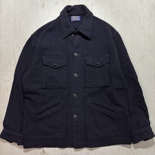 Stained True Vintage Pendleton 100 Wool Button Up Navy Blue Jacket Coat Size L