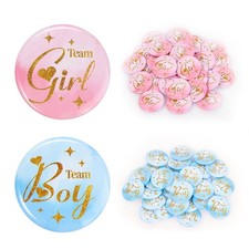 Gender Reveal Pins 60Pcs 1.75 Inch Pink Blue Party Favors Decorations Ideas