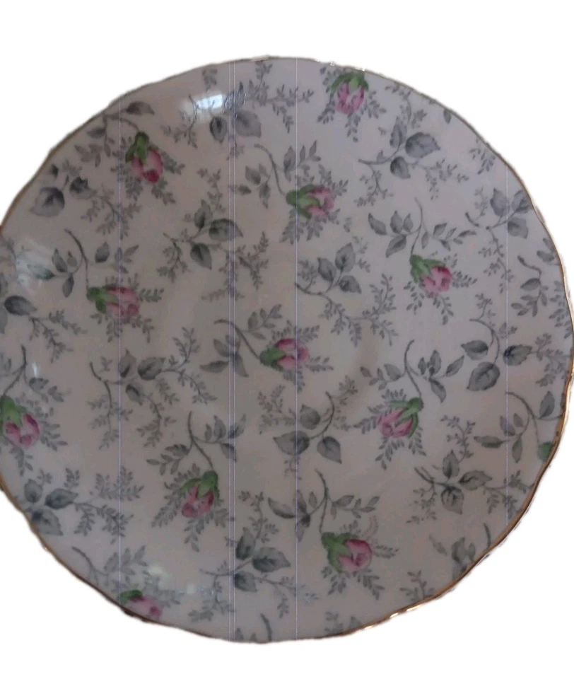 Taza y platillo de té rosa toscano vintage con rosas y adornos dorados - China de hueso inglesa Foto 2 de 4