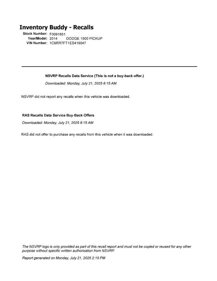 Espejo retrovisor Dodge Ram 1500 2014 atenuación manual OEM 267-00277 usado Foto 2 de 4