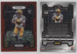 2023 Panini Prizm Rookies No Huddle Red /70 Dontayvion Wicks #333 Rookie RC