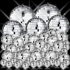 50 Pcs Disco Balls Decor Silver Mirror Disco Balls Hanging Decor Assorted Reflec
