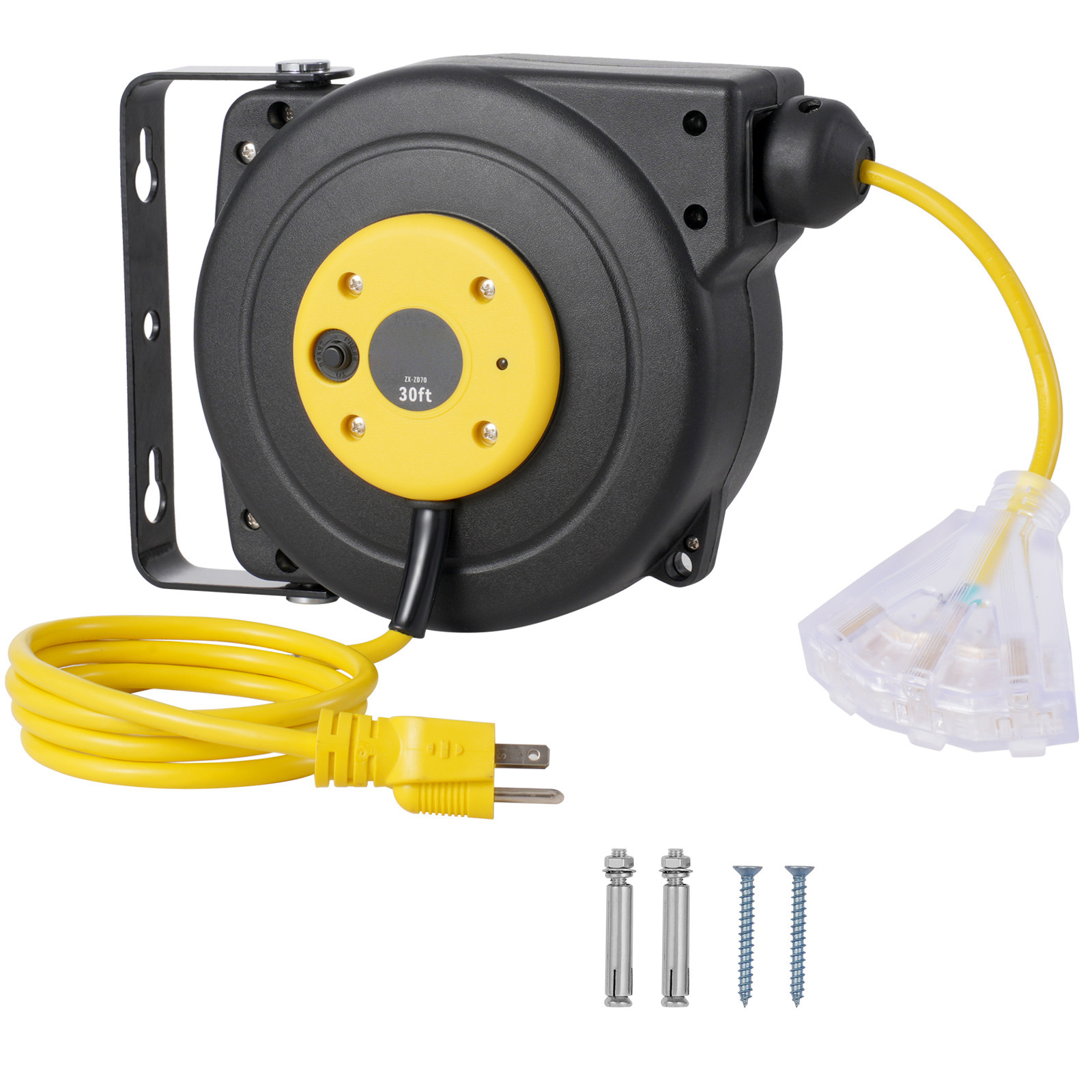Retractable Extension Cord Reel Power Cord Reel 30FT 16AWG/3C SJTOW