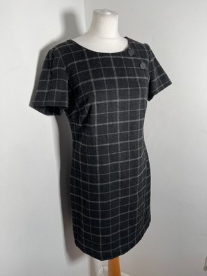 Mint Velvet shift dress 12 VGC tweed check womens black grey plaid