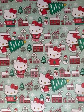 Hello Kitty Mint Green Christmas Gift Wrapping Paper 2 Yard FOLDED Decoupage