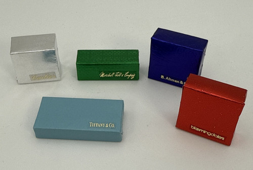 Vintage Dollhouse Miniature Luxury Shopping Boxes Tiffany Cartier Bloomingdales