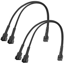 2-Way 4-Pin/3-Pin PWM Fan Splitter - 28cm Braided Cables for Optimal Cooling
