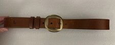 VTG Polo Ralph Lauren Brown Leather Western Brass Logo USA Belt 30