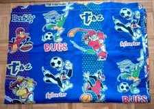 Looney Tunes Sports Bugs Daffy Marvin Sylvester Taz Twin Flat Sheet ~ Bibb Co.