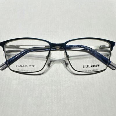 Steve Madden CV TREKKER BLUE Stainless Steel Full Rim Eyeglass Frames 54-16-145
