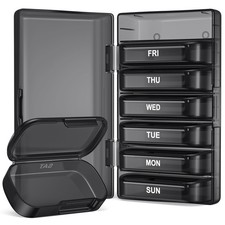 Weekly Pill Organizer with Large Capacity, Dual Protection Pill Box 7 Day, Ar...