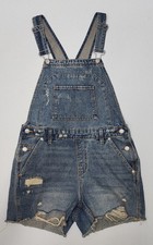 Wild Fable Women's Blue Denim Distressed Overalls Size S