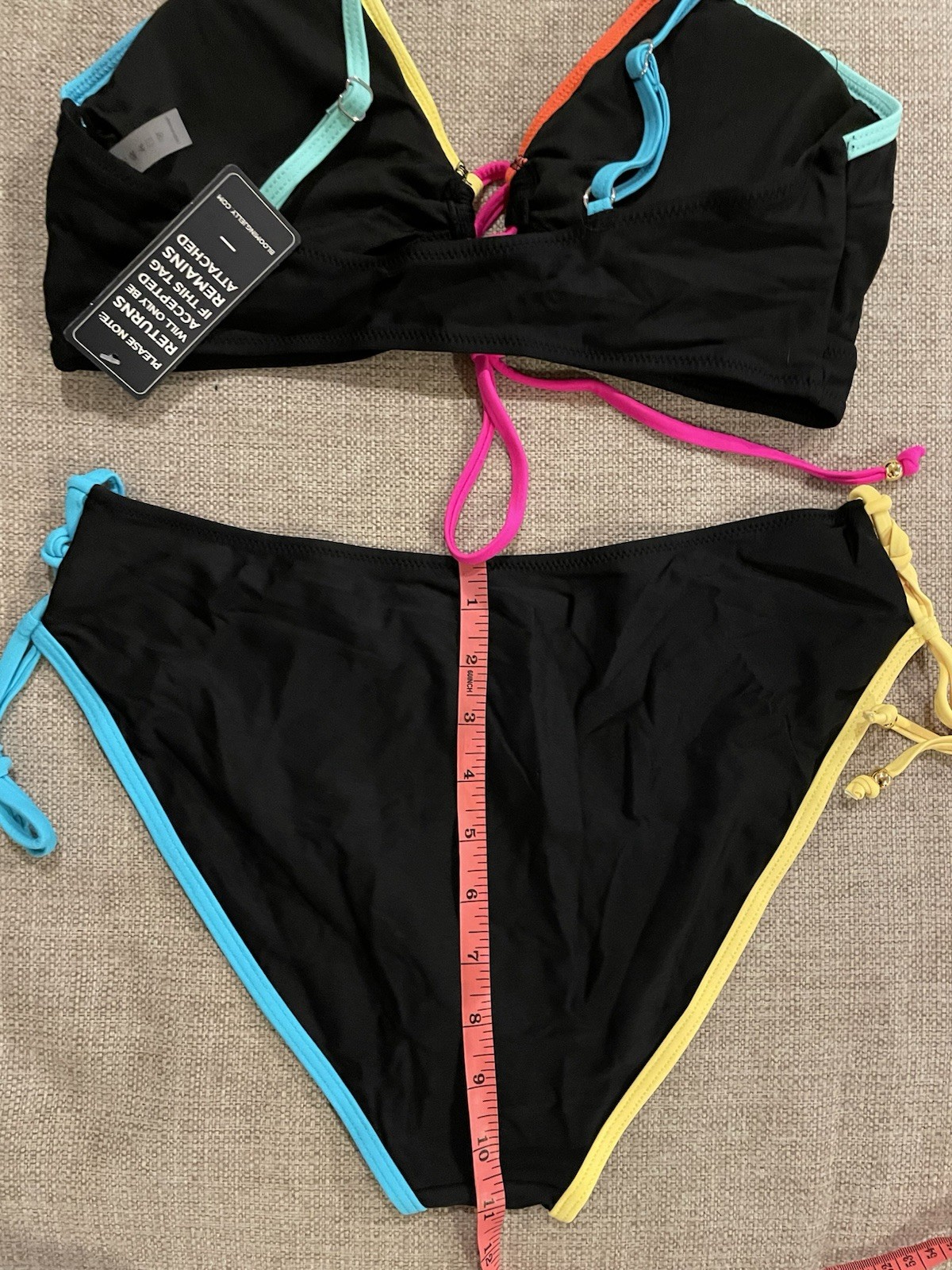 Blooming Jelly Two Piece Bikini Swimsuit Women’s Size L Neon Tie Back NWT