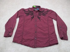 Roar Shirt Men Extra Large XL Red Cotton Signature Embroidered Casual Button Up