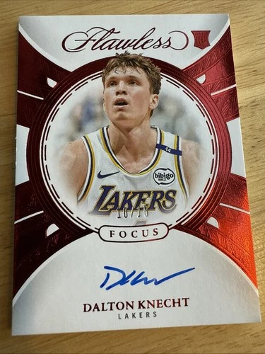 2024/25 Panini Flawless Dalton Knecht Ruby Focus Auto 10/15 RC Rookie Lakers