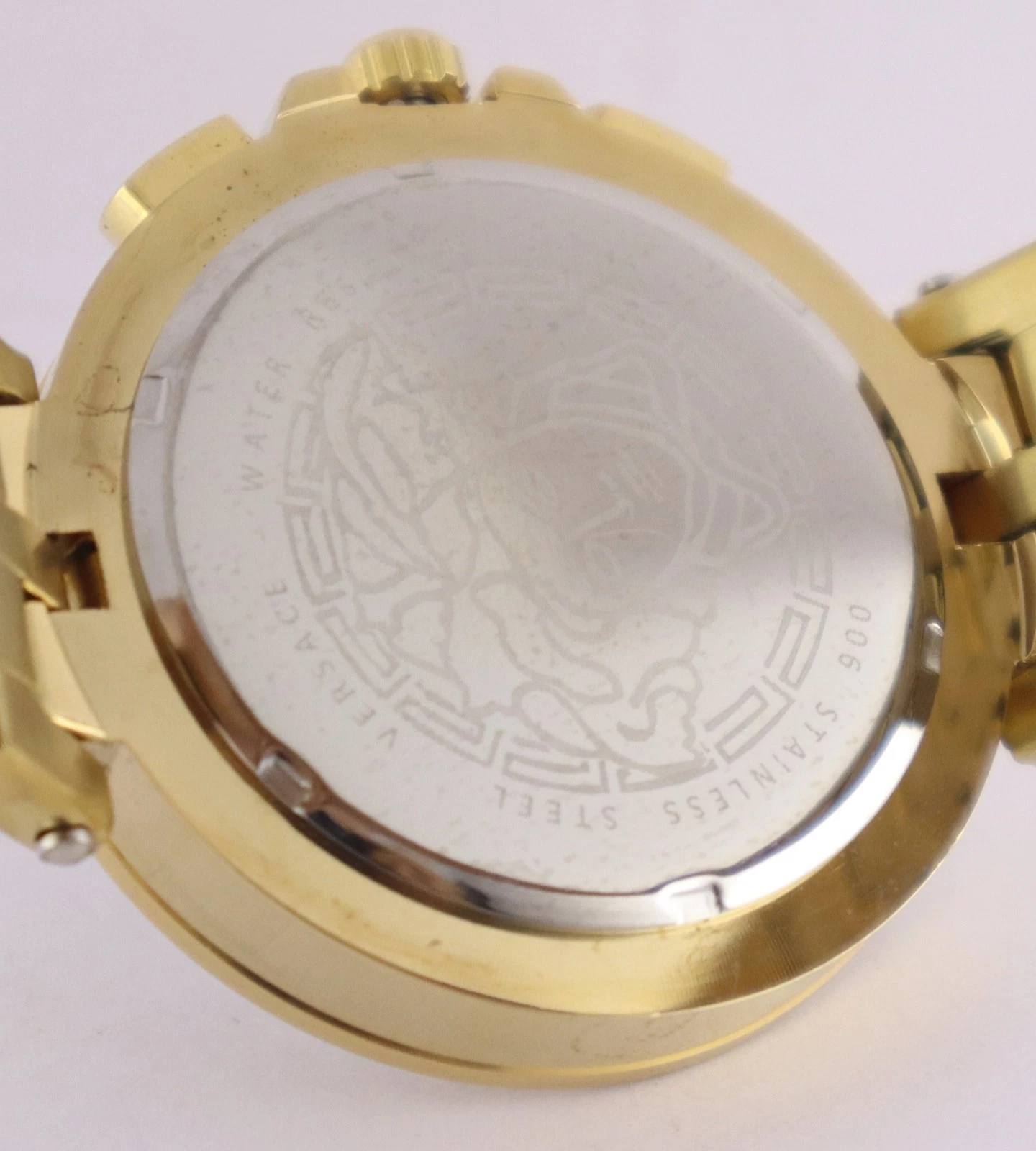 Orologio da Polso Lusso Versace Uomo Quarzo Cronografo Quadrante Argento "Data" Cinturino Acciaio