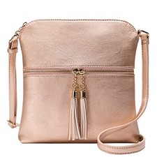 Womens Lightweight Medium Crossbody Purse with Tassel, Perfect Size Rose Gold5