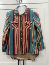 fashion express usa size small Western striped snap shirt with decorative back