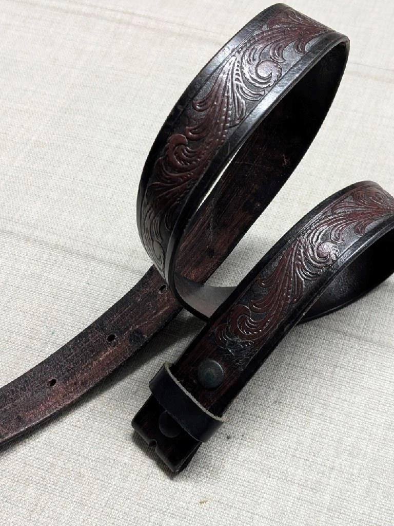 Cintura In Pelle Ricamata Con Ferro Di Cavallo CABALLO Da Uomo In PELLE WESTERN - Italia - Foto 9