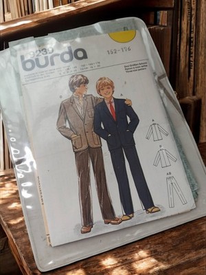 Schnittmuster Jungen Burda 9239 Vintage Kostüm Blazer Hose 70er Retro