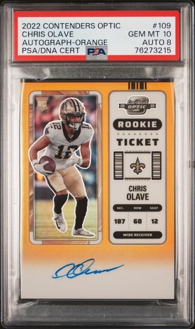 Chris Olave 2022 Contenders Optic Rookie - Orange Auto /50 - Gem