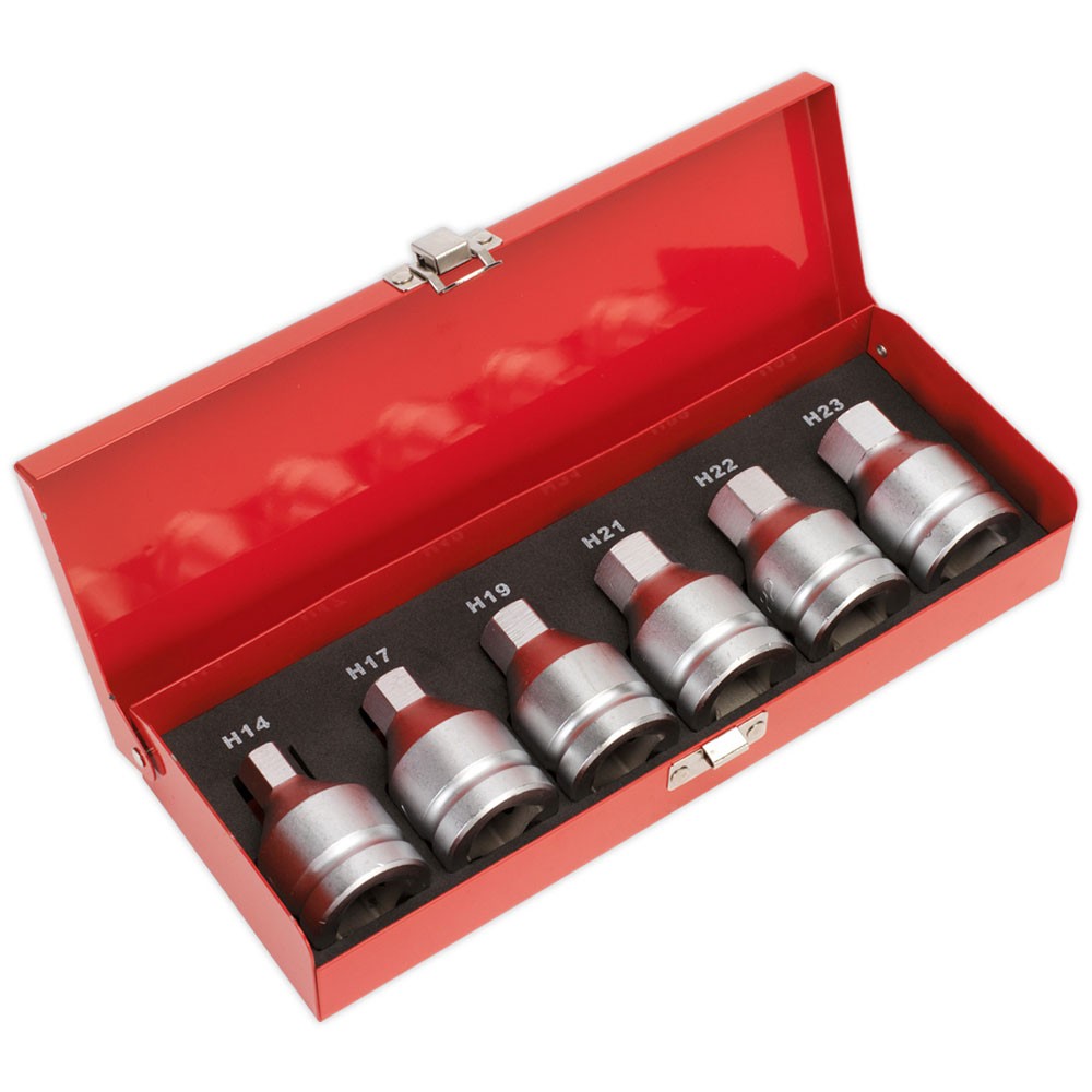 Sealey Hex Socket Bit Set 3/4""sq Drive 6pc