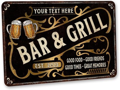 Chico Creek Signs Custom Bar & Grill Sign Bar Décor For Home - Tin Metal Signs M