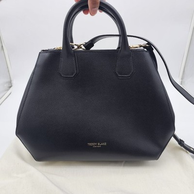 Teddy Blake Vera Palmelatto 14  Top Handle Bag Black Grained Calf Leather Suede