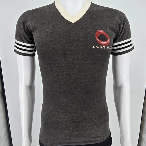 Sammy Hagar USA Tour Grey Ringer V-Neck Concert 1980s vintage concert t-shirt, vintage, size XS, single stitch, B+ condition