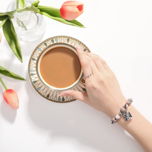 Heilung Perlen Stretch Armbänder für Frauen, Angst Rosenquarz Kristall Armband - Bild 2 von 9