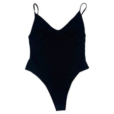 New Polly Spaghetti Strap V Neck Bodysuit Size 10 Large Thong Bodysuit