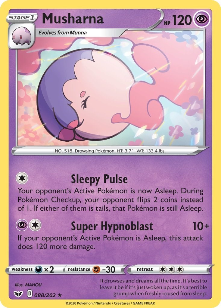 Musharna 088/202 Rare SWSH01: Sword & Shield Base Set Pokemon Near Mint