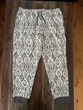 LULAROE Women’s 3XL Gray White Jax Jogger Lounge Pants Drawstring Waist