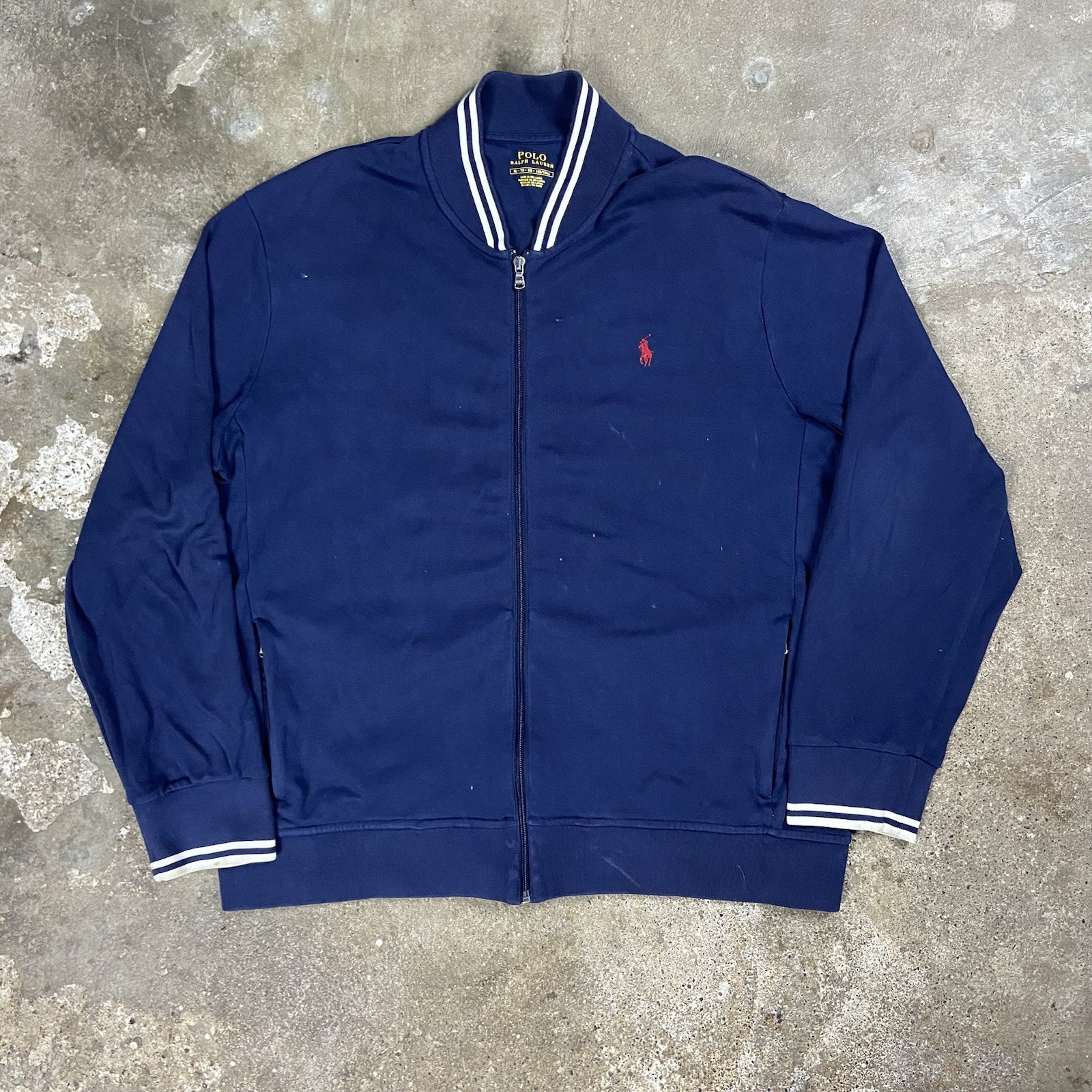 Polo Ralph Lauren Track Jacket Size XL Navy Blue Full Zip Red Pony Logo