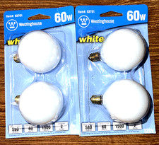 Four Westinghouse 60w White Decorative Globe Candelabra base Bulbs 580 Lumens